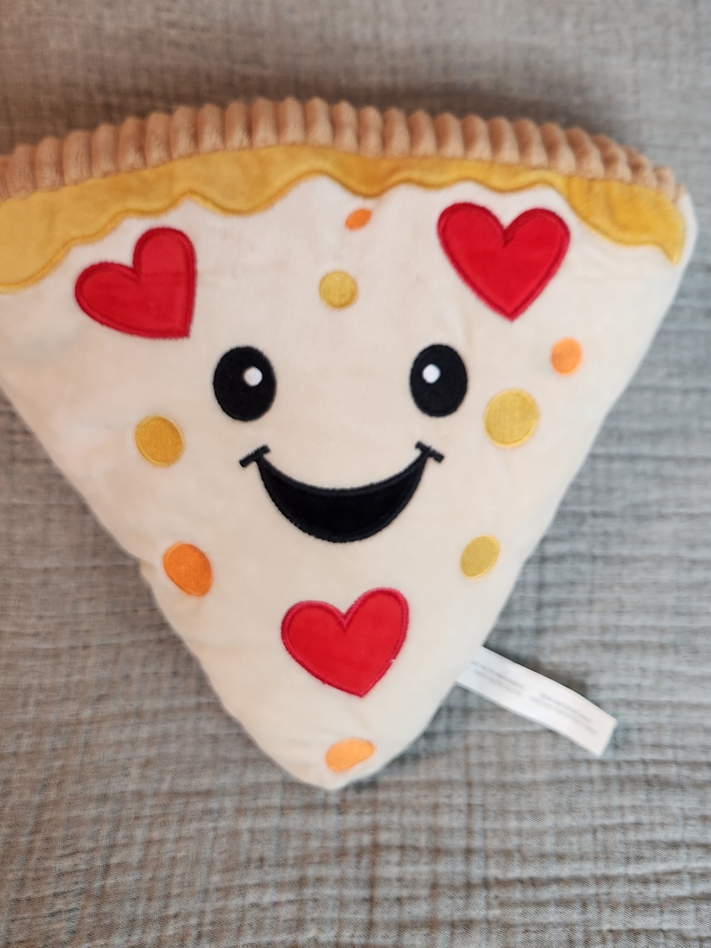 Cute Pizza Slice Plush Pillow with Red Hearts
